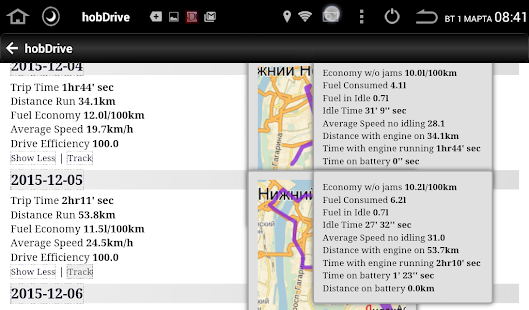 HobDrive OBD2 diag, trip Screenshot