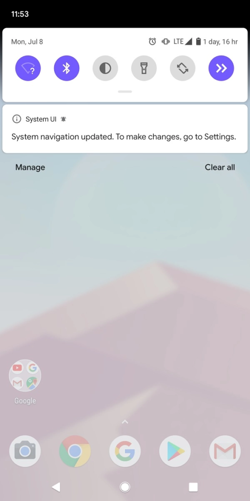 Android Q зміна способу навігації