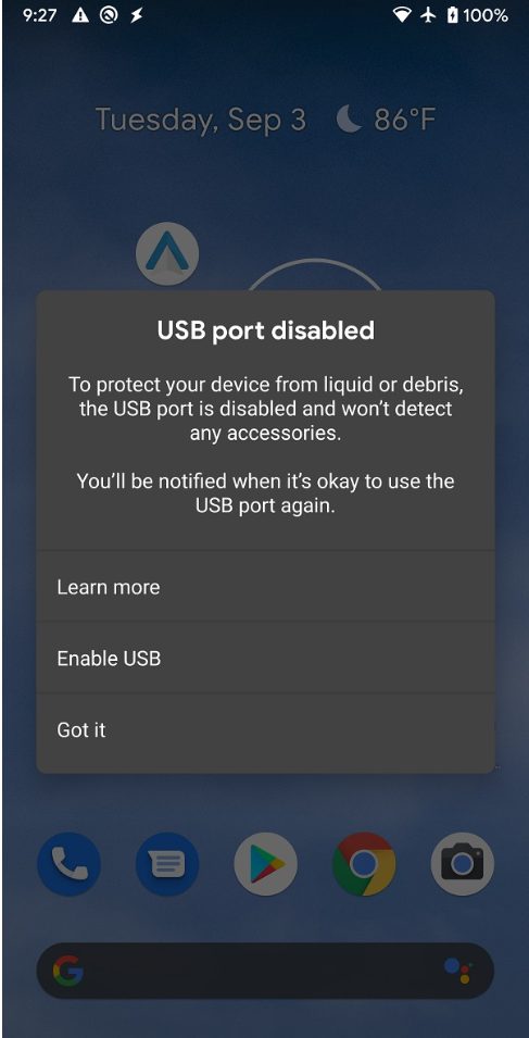 Android 10 перегрів USB