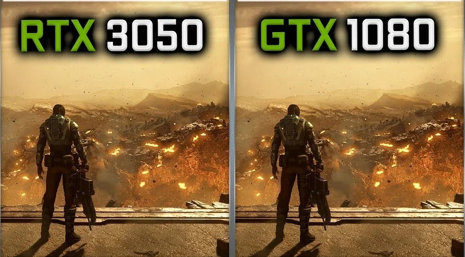GeForce RTX 3050 порівняли з GeForce GTX 1080
