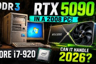 RTX 5090 встроили в ПК 2008 года